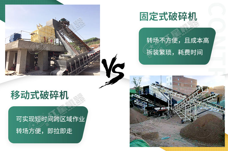 流動(dòng)粉碎石機(jī)，可以隨時(shí)轉(zhuǎn)場(chǎng)停車(chē)生產(chǎn)的破碎生產(chǎn)線